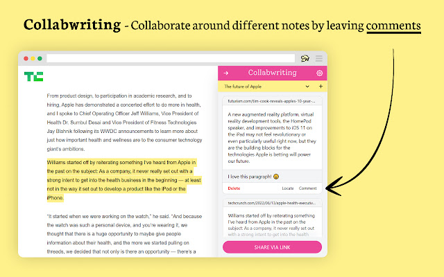 Collabwriting - Shareable Notes on Web Pages chrome谷歌浏览器插件_扩展第3张截图