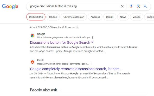 Discussions button for Google Search™ chrome谷歌浏览器插件_扩展第1张截图