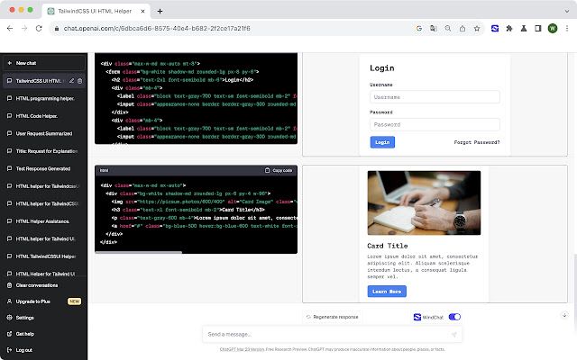 WindChat - ChatGPT TailwindCSS HTML Previewer chrome谷歌浏览器插件_扩展第2张截图