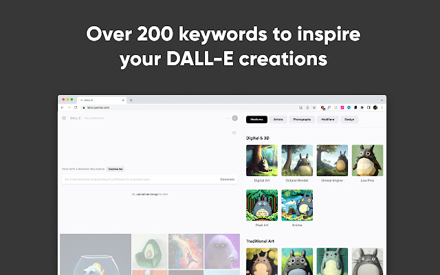 DALL-E Keyword Dictionary - Dallelist chrome谷歌浏览器插件_扩展第1张截图