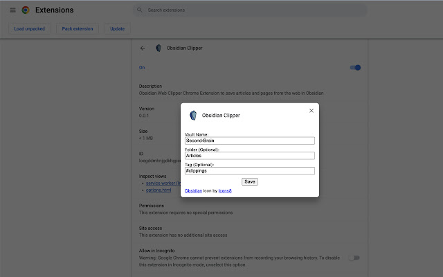 Obsidian Clipper chrome谷歌浏览器插件_扩展第1张截图