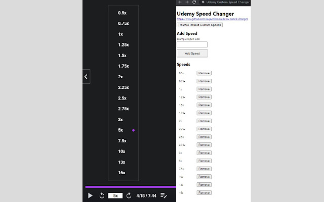 Udemy Custom Speed Changer chrome谷歌浏览器插件_扩展第1张截图
