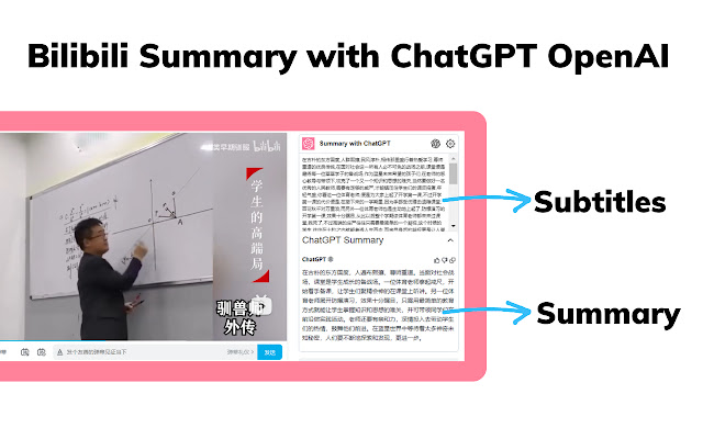 基于ChatGPT的哔哩哔哩视频摘要生成器 chrome谷歌浏览器插件_扩展第1张截图
