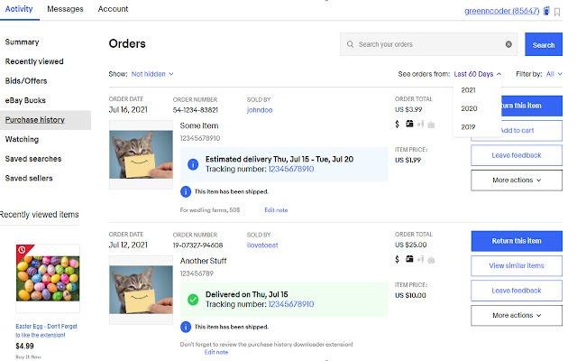 Ebay Purchase History Downloader chrome谷歌浏览器插件_扩展第4张截图