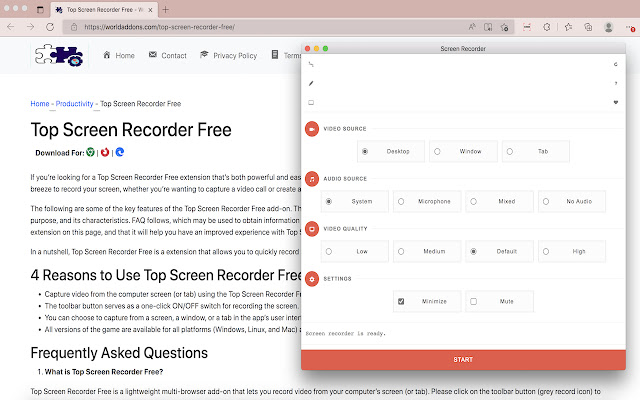 Top Screen Recorder Free chrome谷歌浏览器插件_扩展第1张截图