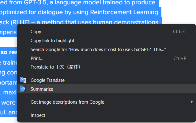 ChatGPT Summarizer chrome谷歌浏览器插件_扩展第2张截图