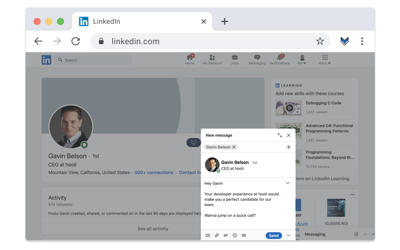 Hirefox - Send faster LinkedIn messages chrome谷歌浏览器插件_扩展第1张截图