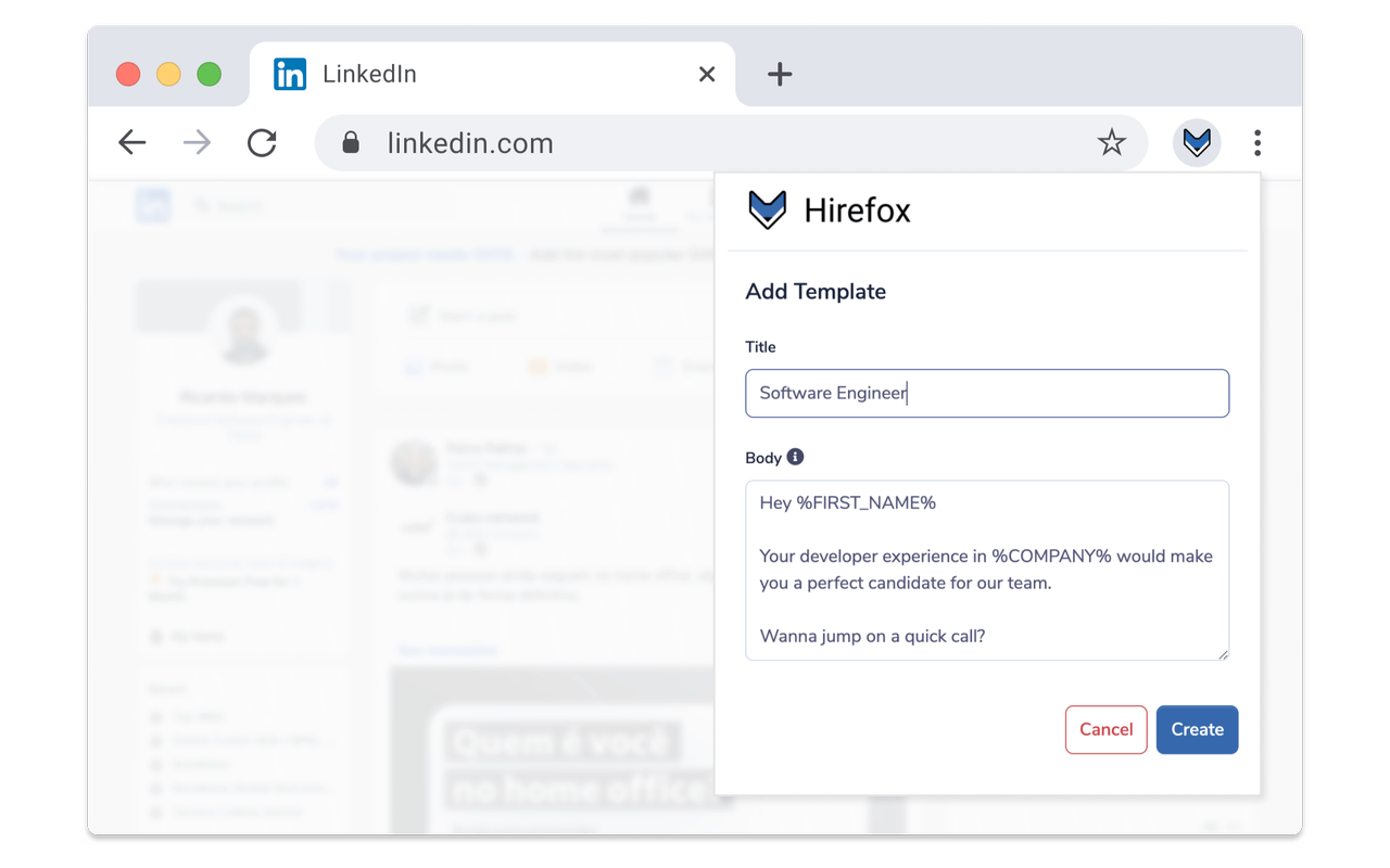 Hirefox - Send faster LinkedIn messages chrome谷歌浏览器插件_扩展第8张截图