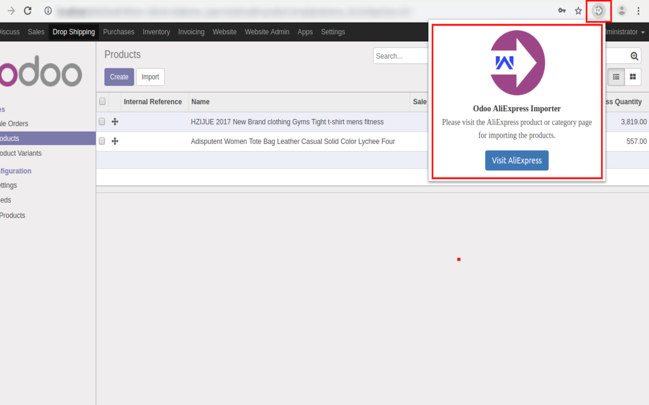 Odoo Aliexpress Importer chrome谷歌浏览器插件_扩展第5张截图