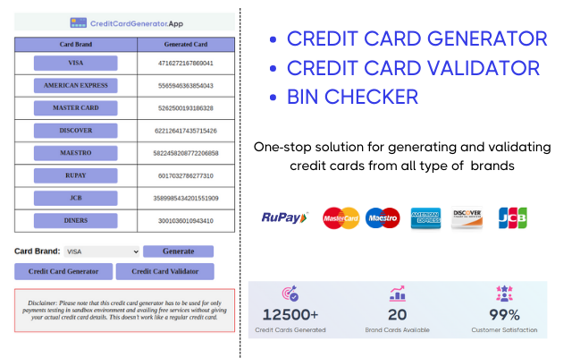 Credit Card Generator Tool chrome谷歌浏览器插件_扩展第1张截图