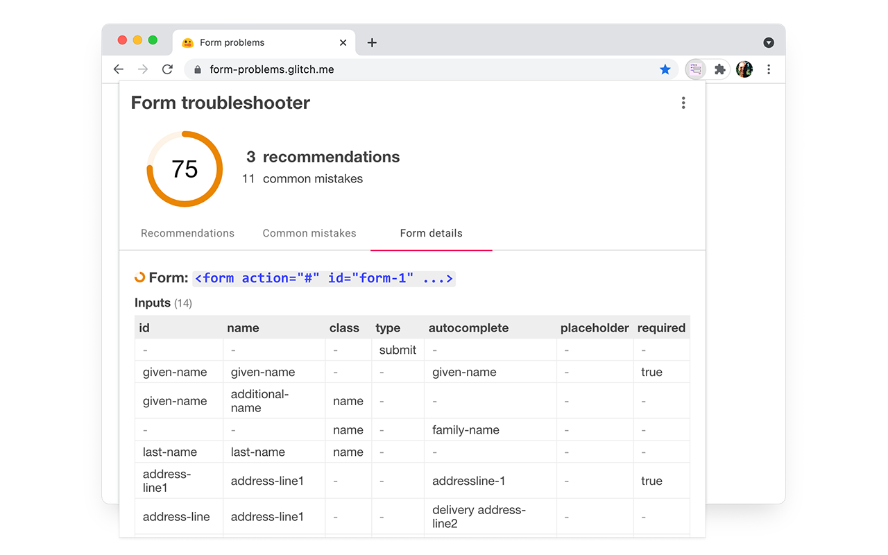 Form Troubleshooter chrome谷歌浏览器插件_扩展第1张截图