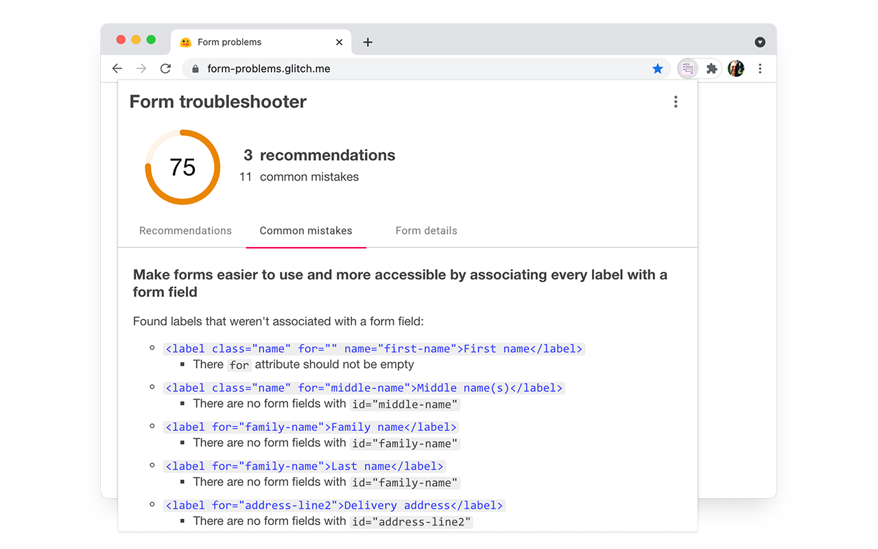 Form Troubleshooter chrome谷歌浏览器插件_扩展第3张截图
