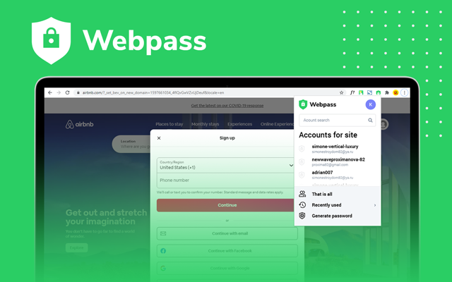 Webpass: менеджер паролей для компаний chrome谷歌浏览器插件_扩展第1张截图