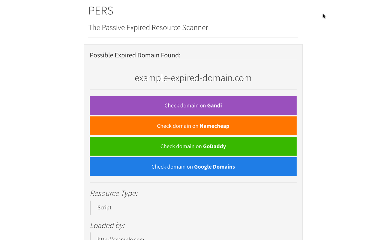 PERS - The Passive Expired Resource Scanner chrome谷歌浏览器插件_扩展第1张截图