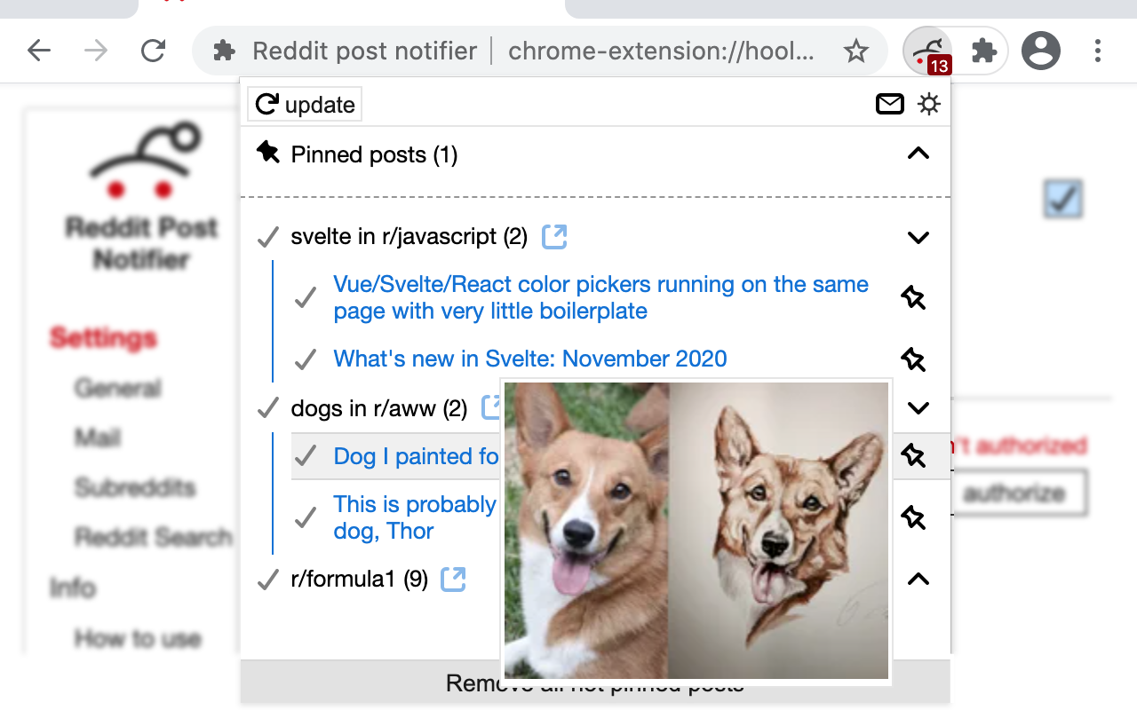 Reddit post notifier chrome谷歌浏览器插件_扩展第2张截图