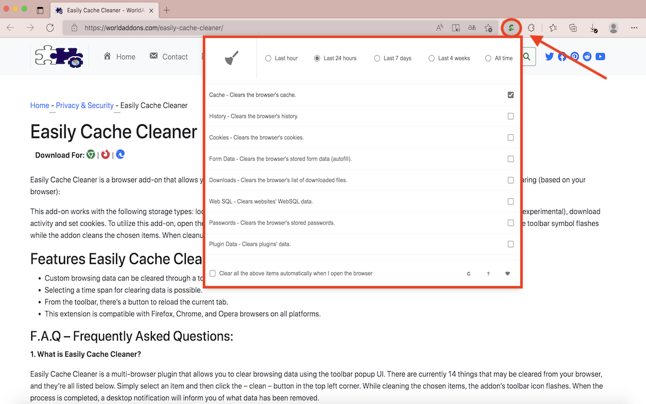 Easily Cache Cleaner chrome谷歌浏览器插件_扩展第1张截图