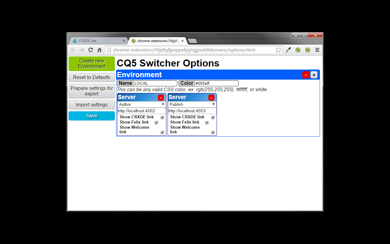 CQ5 / AEM Switcher chrome谷歌浏览器插件_扩展第2张截图