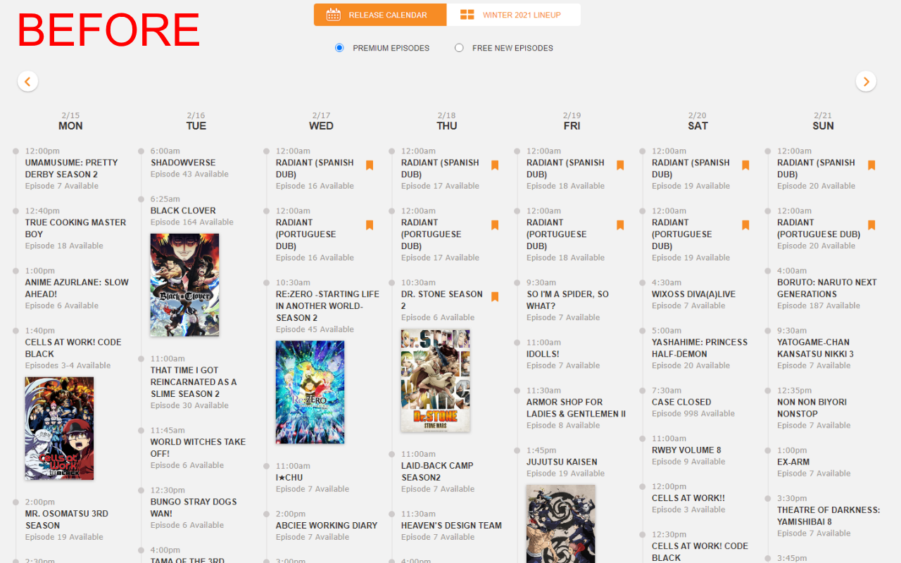 Remove Crunchyroll simulcast calendar dubs chrome谷歌浏览器插件_扩展第2张截图