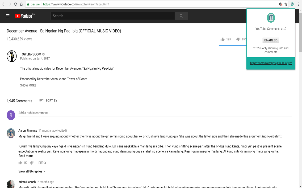 YouTube Comments chrome谷歌浏览器插件_扩展第3张截图