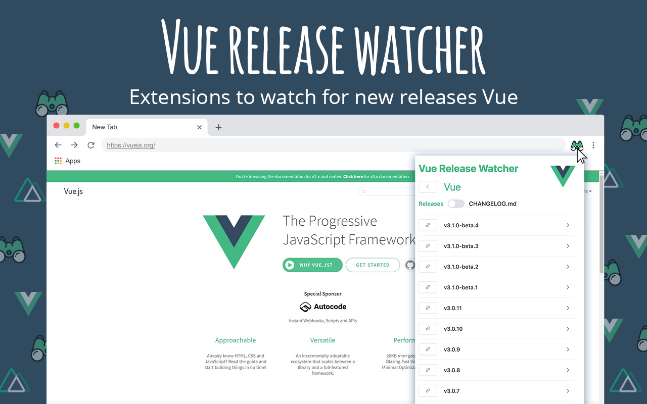 Vue release watcher chrome谷歌浏览器插件_扩展第2张截图