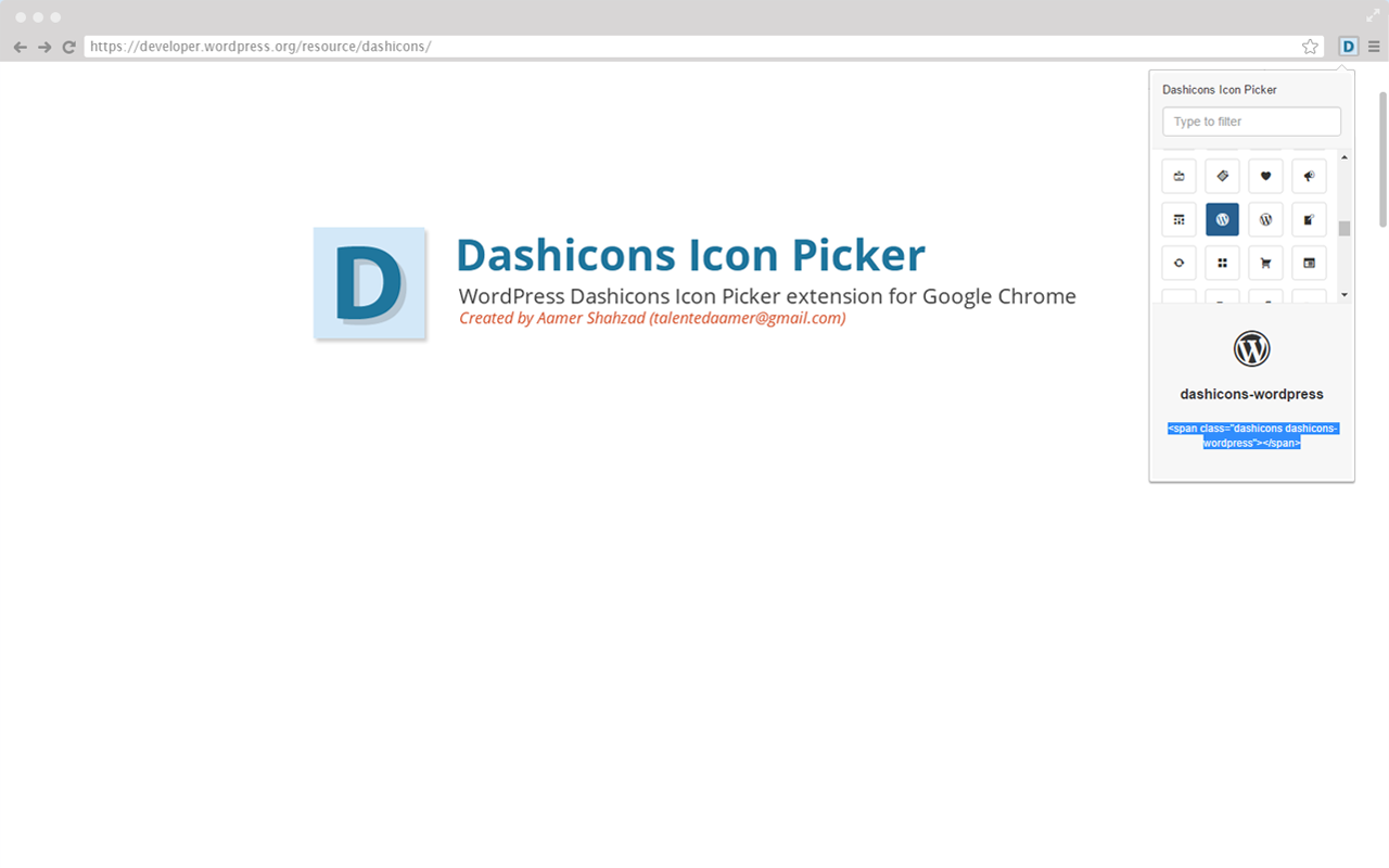 Dashicons Icon Picker chrome谷歌浏览器插件_扩展第1张截图