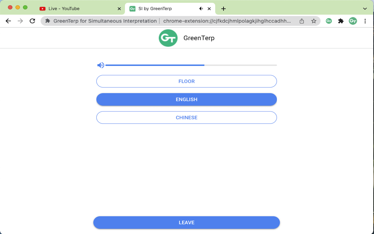 GreenTerp for Simultaneous Interpretation chrome谷歌浏览器插件_扩展第1张截图