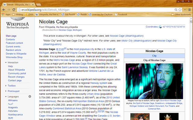 Wikilas Cage: Nicolas Cage for Wikipedia chrome谷歌浏览器插件_扩展第1张截图