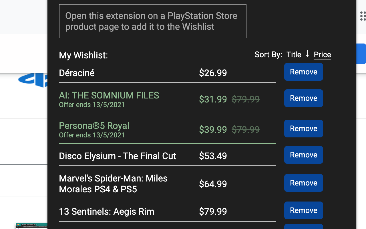 PlayStation Store Wishlist chrome谷歌浏览器插件_扩展第2张截图
