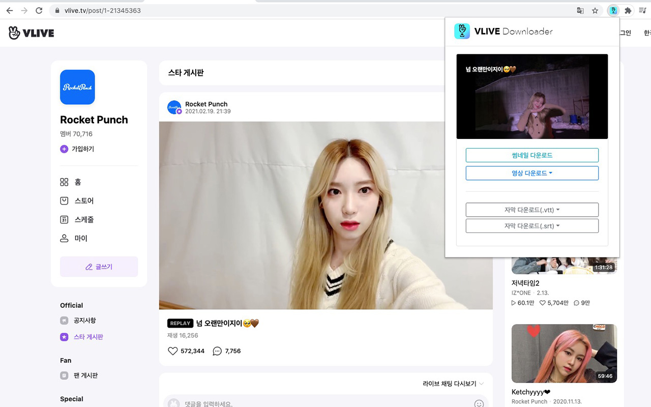 VLIVE Downloader chrome谷歌浏览器插件_扩展第2张截图