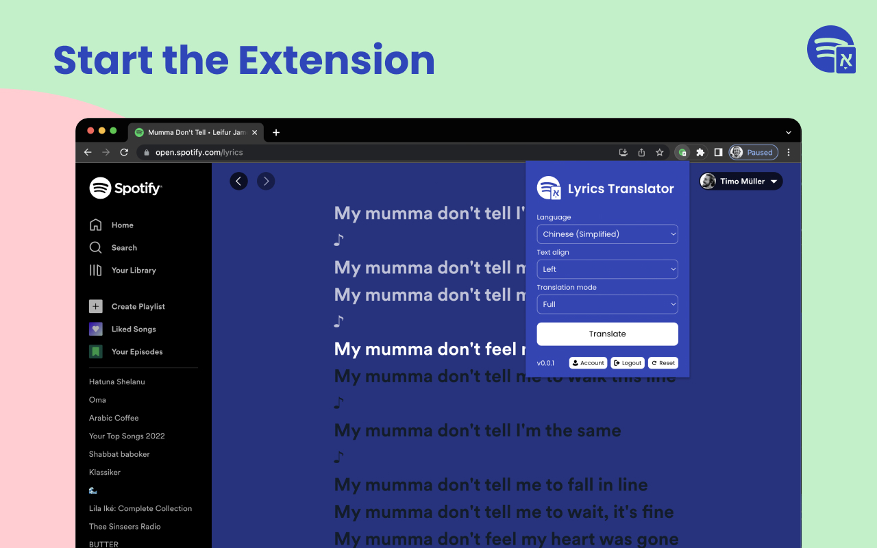 Spotify Lyrics Translator chrome谷歌浏览器插件_扩展第3张截图