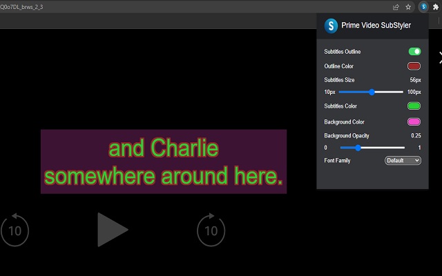 Prime Video SubStyler : customize subtitles chrome谷歌浏览器插件_扩展第1张截图