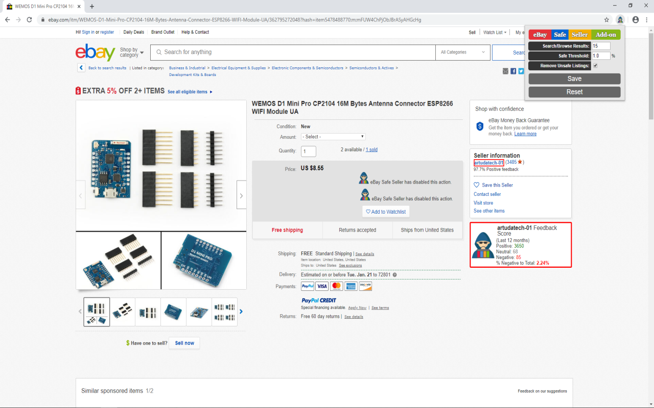 eBay Safe Sellers chrome谷歌浏览器插件_扩展第3张截图