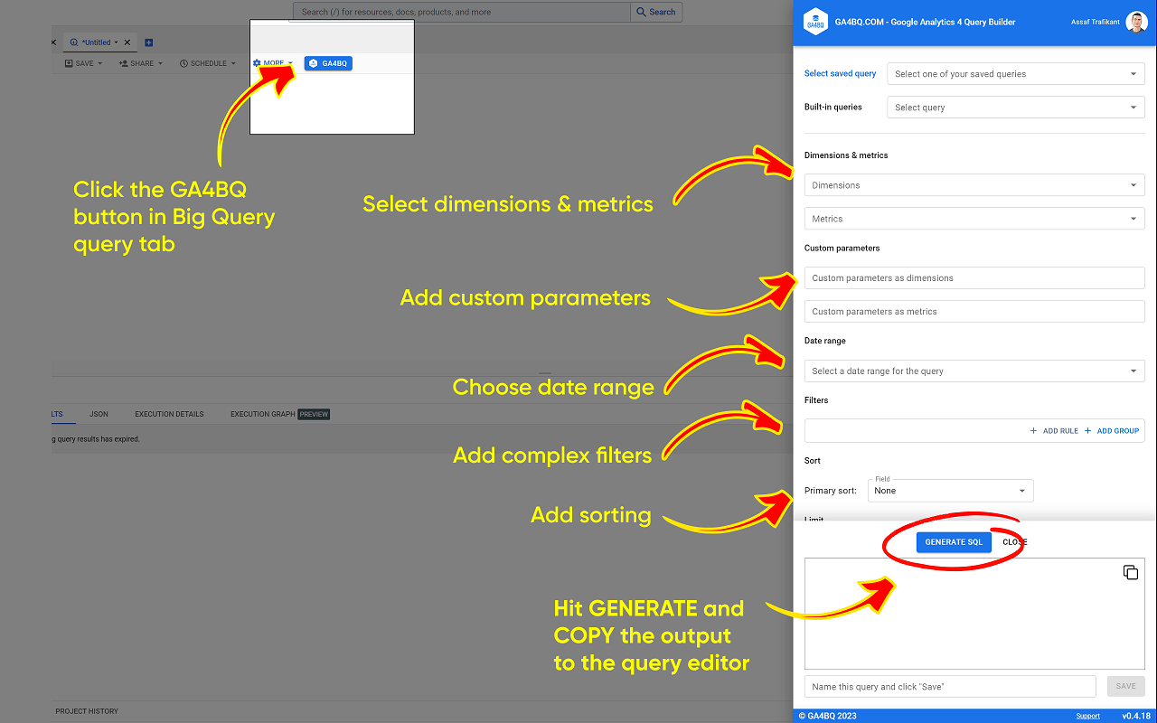 GA4BQ™ - GA4 BigQuery SQL Generator chrome谷歌浏览器插件_扩展第2张截图