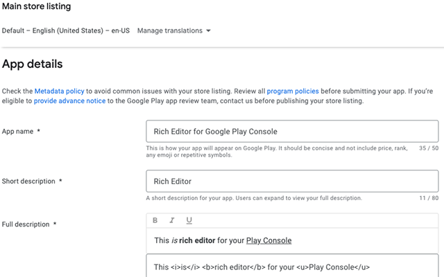 Rich Editor for Google Play Console chrome谷歌浏览器插件_扩展第1张截图