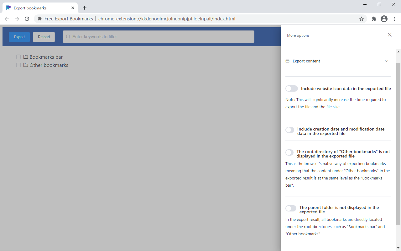 Selective Bookmarks Export Tool chrome谷歌浏览器插件_扩展第8张截图