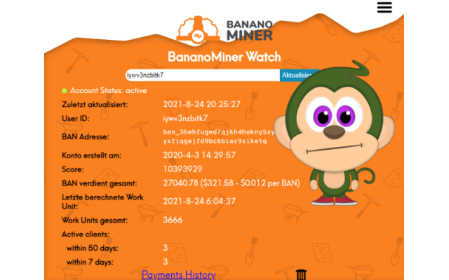 BananoMiner Watch chrome谷歌浏览器插件_扩展第1张截图