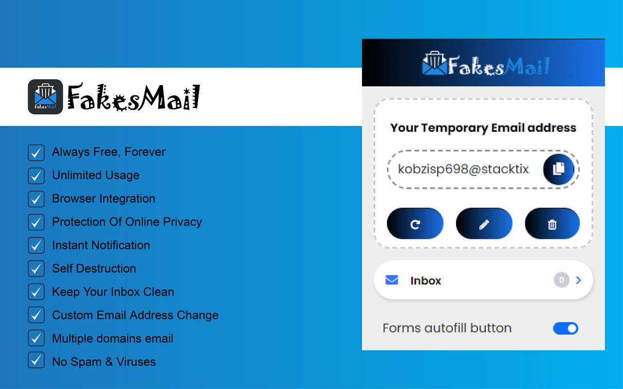 FakesMail - Temporary Email chrome谷歌浏览器插件_扩展第4张截图