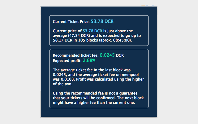 Decred Ticket Price $DCR chrome谷歌浏览器插件_扩展第1张截图