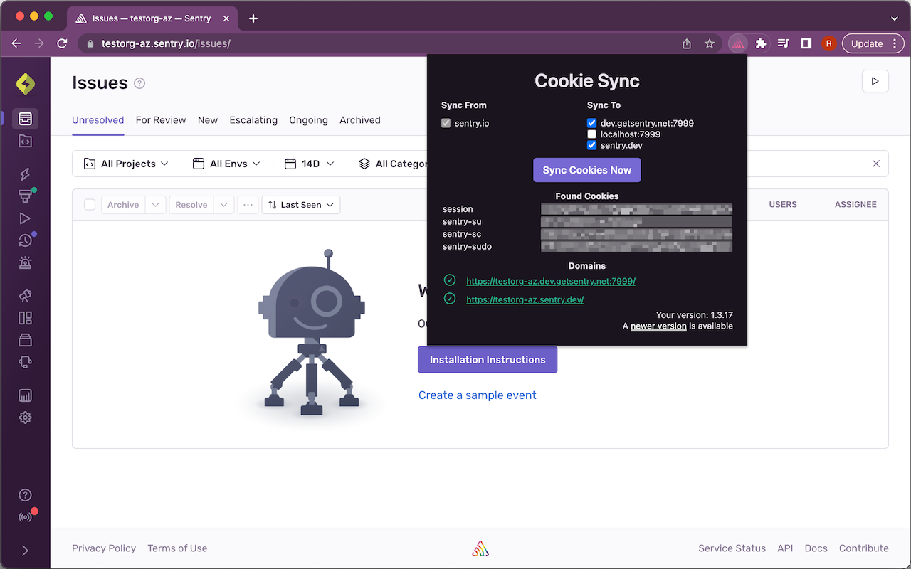 Sentry Cookie Sync chrome谷歌浏览器插件_扩展第2张截图
