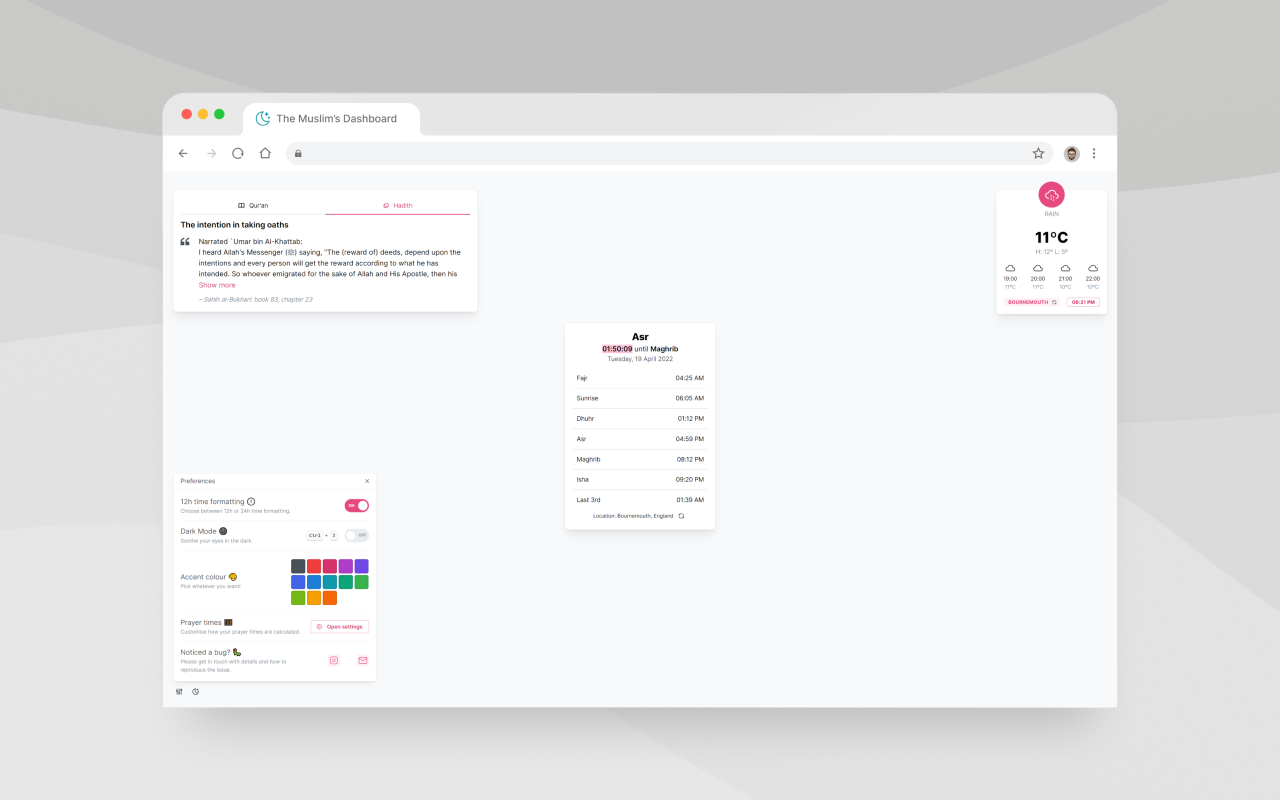 The Muslim's Dashboard chrome谷歌浏览器插件_扩展第1张截图