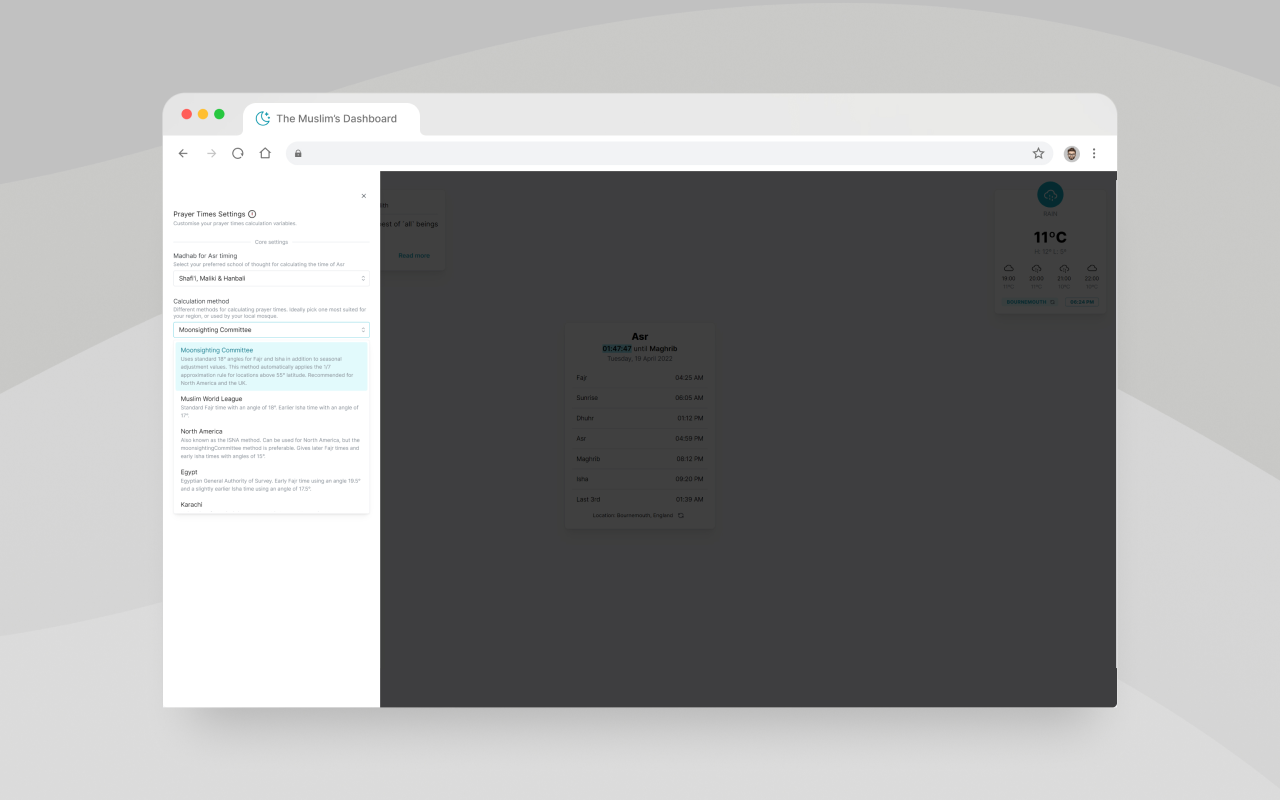 The Muslim's Dashboard chrome谷歌浏览器插件_扩展第2张截图