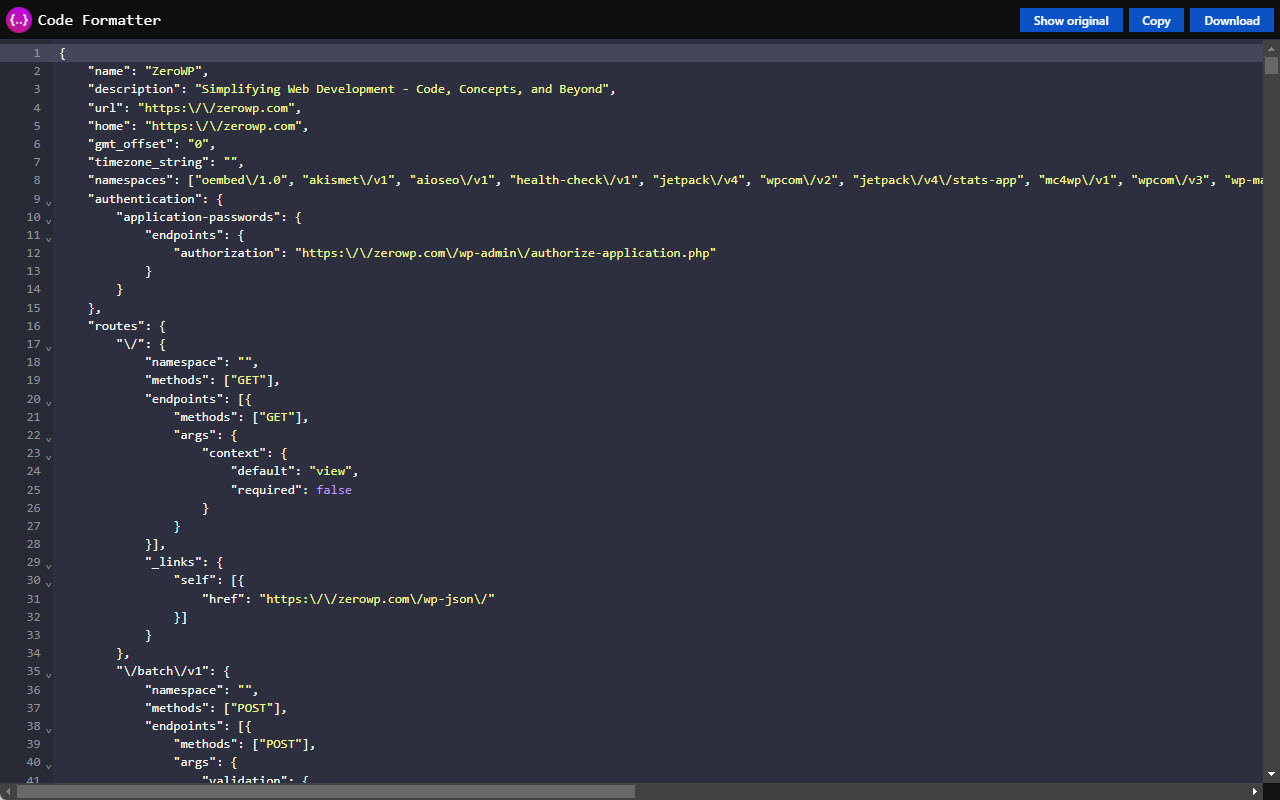 Code Formatter - JSON, CSS & JavaScript chrome谷歌浏览器插件_扩展第1张截图
