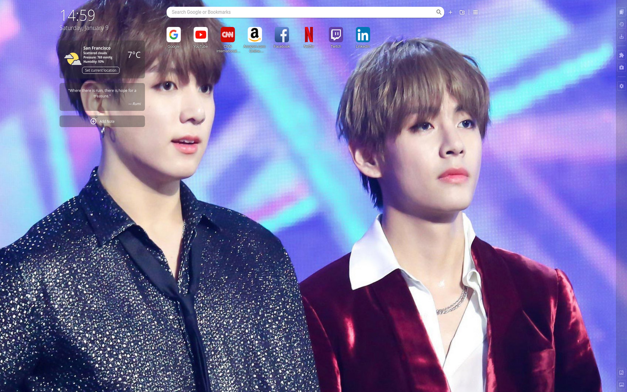 BTS Vkook Wallpapers - V & Jungkook New Tab chrome谷歌浏览器插件_扩展第2张截图