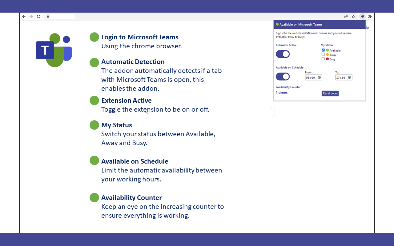 Available on Teams chrome谷歌浏览器插件_扩展第1张截图