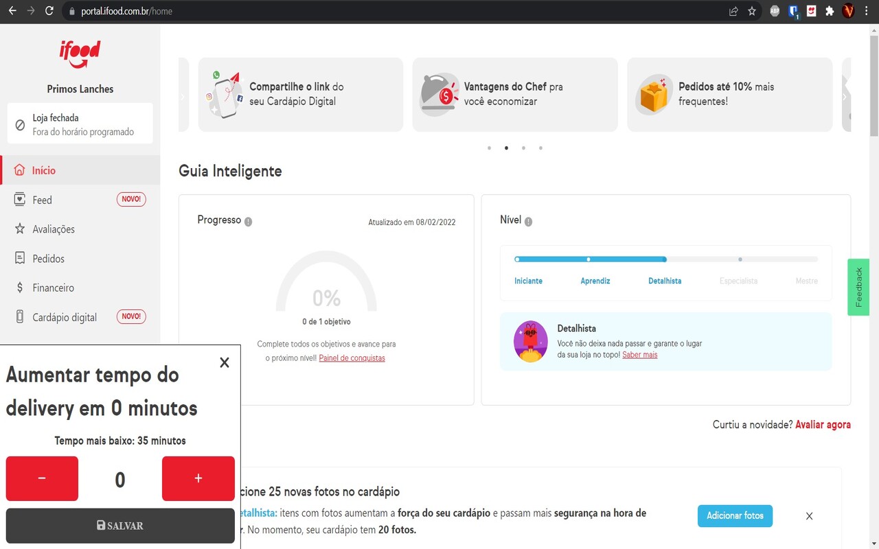 Mudar tempo delivery Portal Ifood em massa chrome谷歌浏览器插件_扩展第3张截图