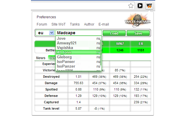 WoT RS - World of Tanks Рейтинги и статистика chrome谷歌浏览器插件_扩展第3张截图