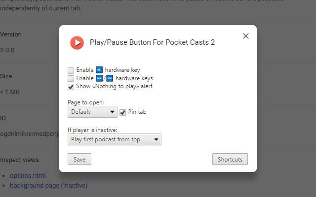 Play/Pause Button For Pocket Casts 2 chrome谷歌浏览器插件_扩展第1张截图