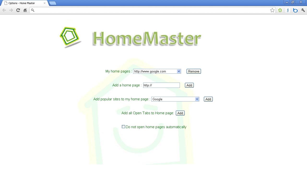Home Master chrome谷歌浏览器插件_扩展第1张截图