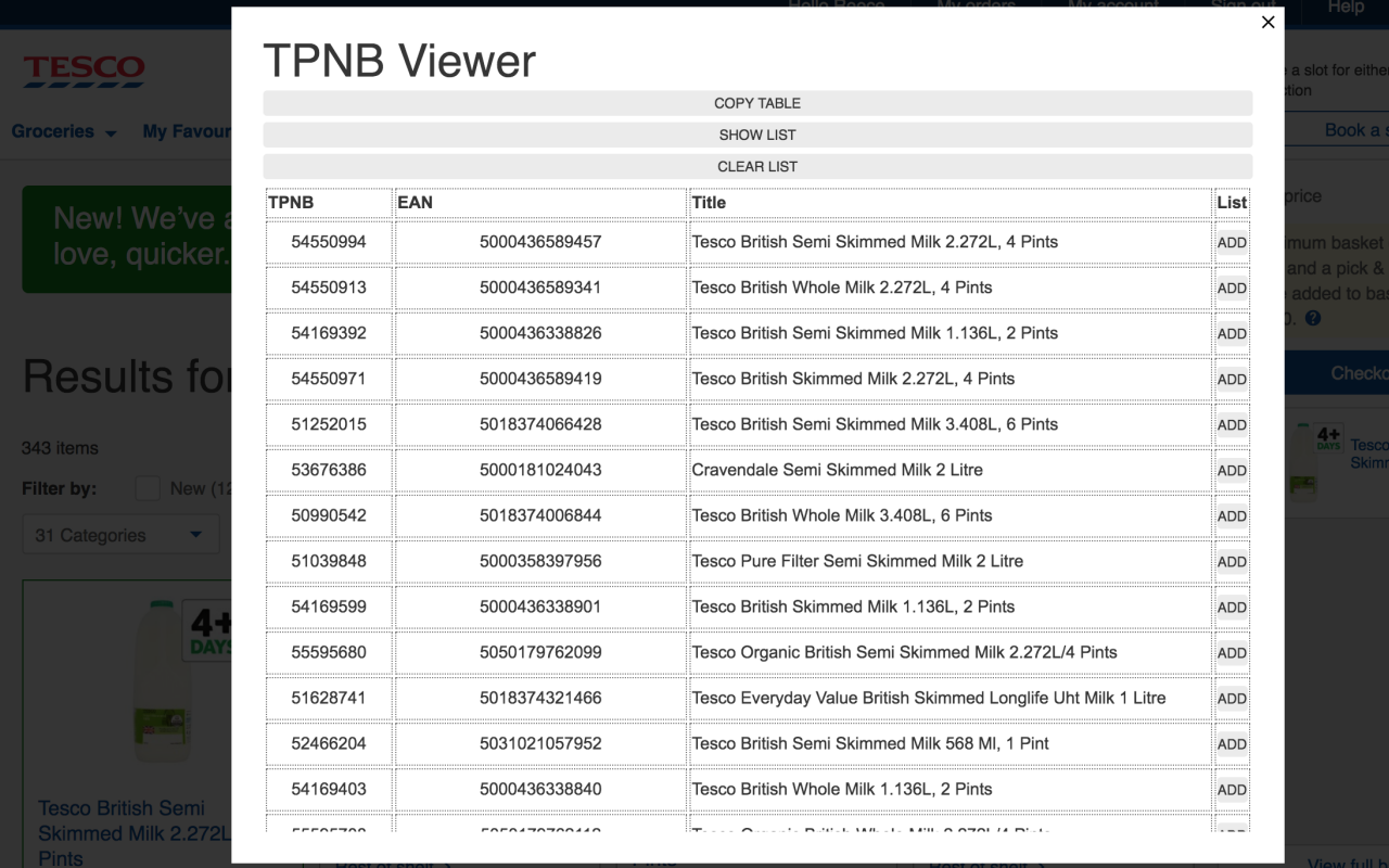 Tesco Groceries TPNB Viewer chrome谷歌浏览器插件_扩展第1张截图