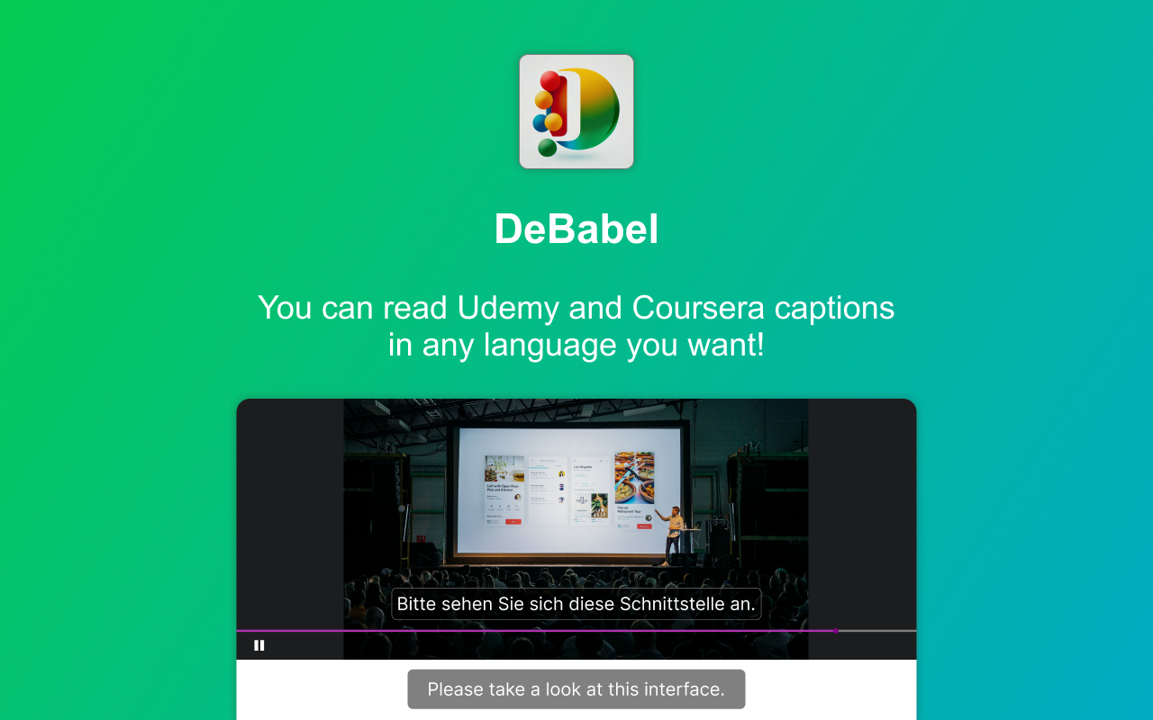 DeBabel — Auto translate for online courses chrome谷歌浏览器插件_扩展第2张截图